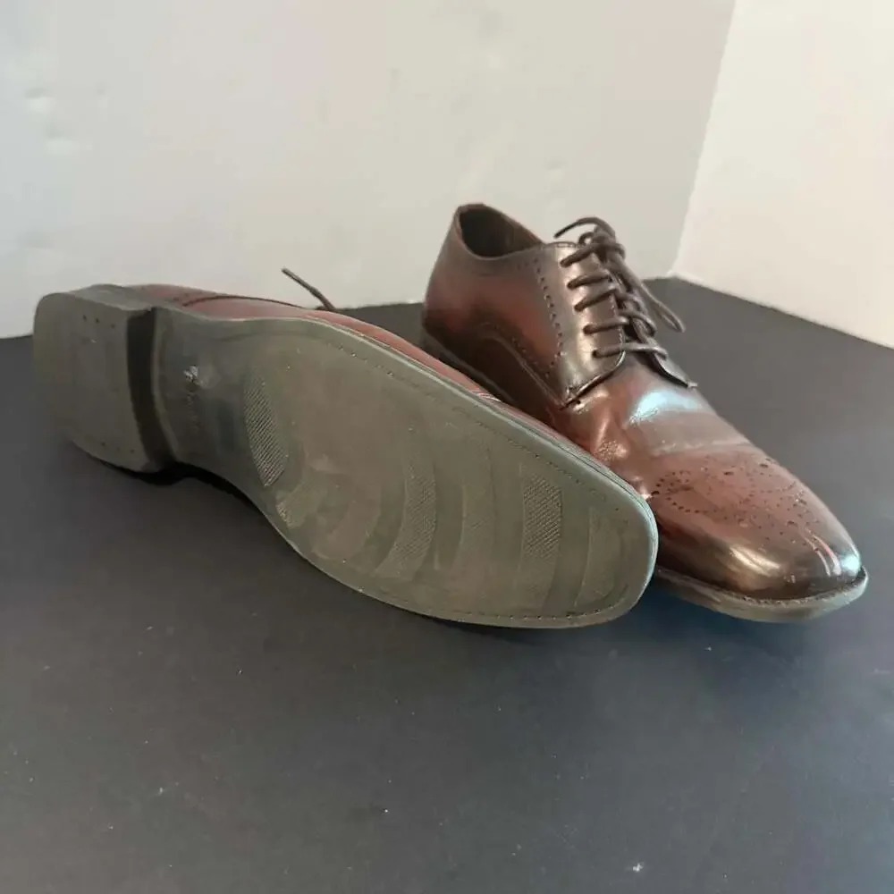 Belvedere‎ Concord Brown Leather Brogue Oxford Shoes Size 8.5D